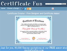 Tablet Screenshot of certificatefun.com